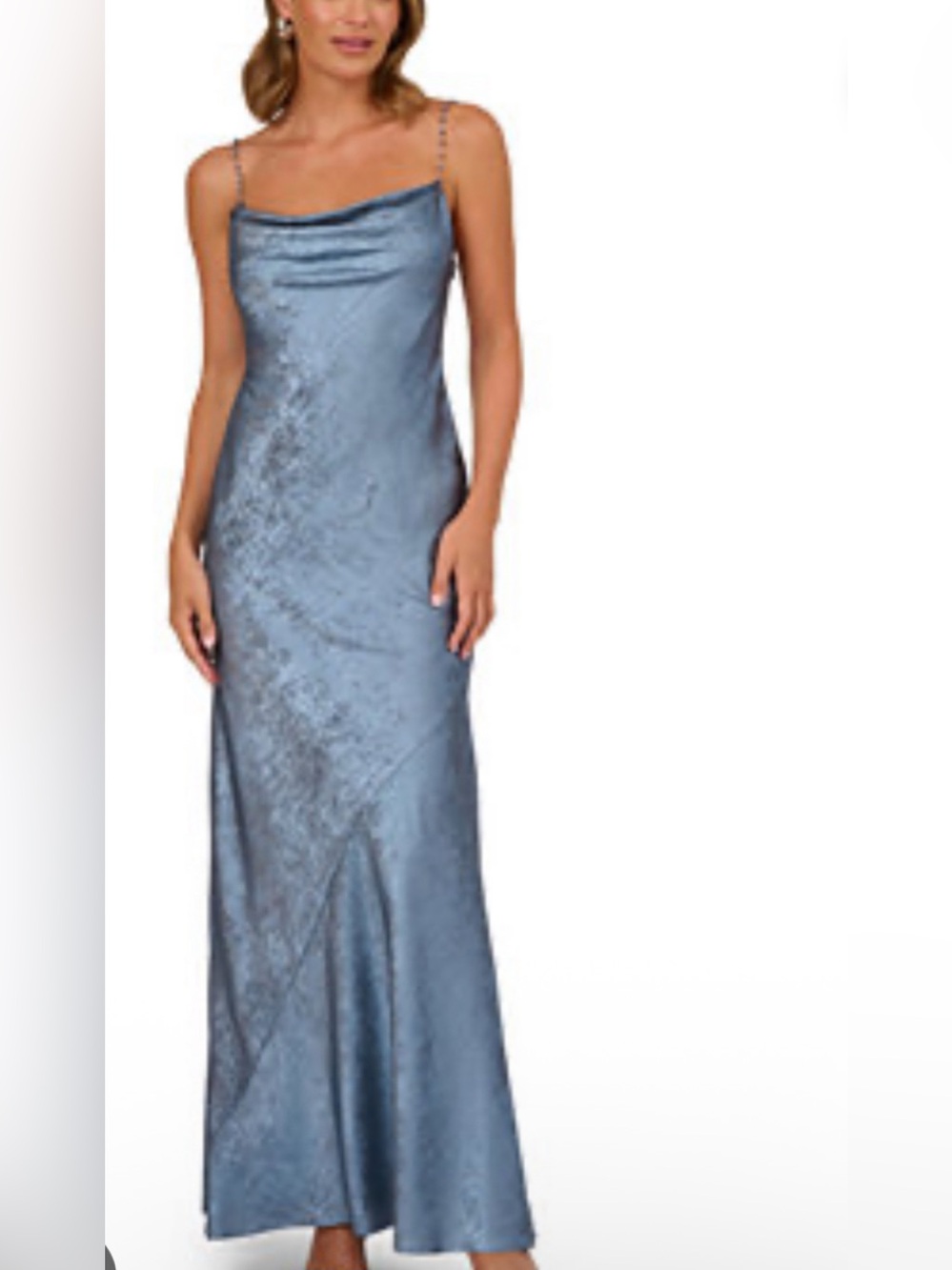 Adrianna Papell Cowl Neck Slip Dress in Slate Blue